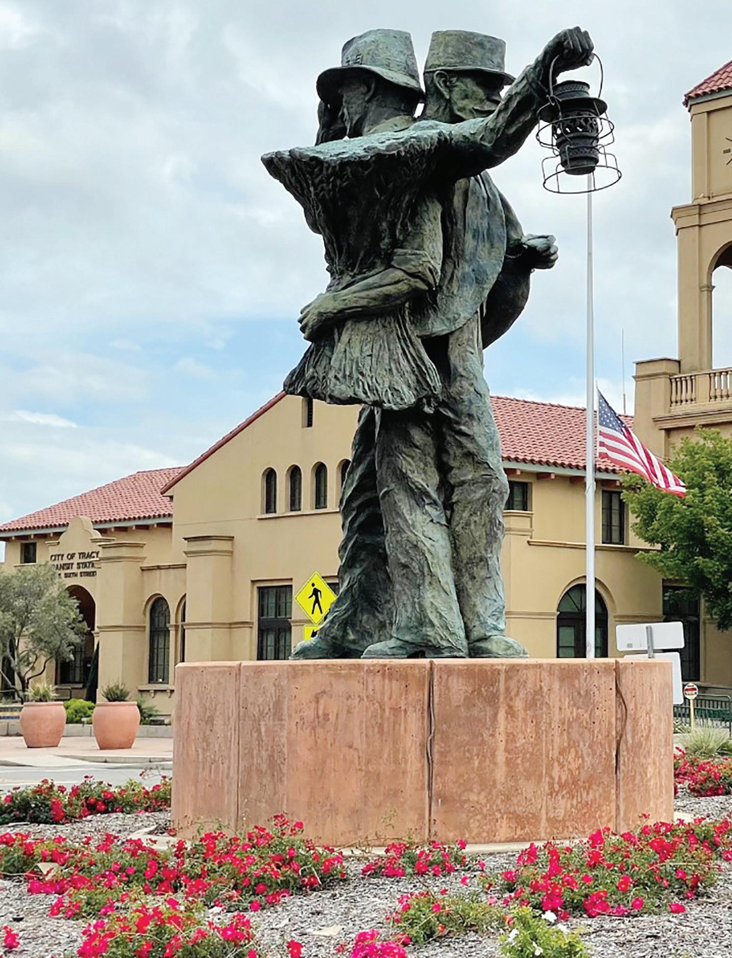 Bronze sculpture at Tracy Transit Station